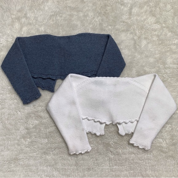 Pili Carrera Baby Toddler Blue White Cotton Knit Cardigans Lot Size 12-18 Months - Picture 3 of 8